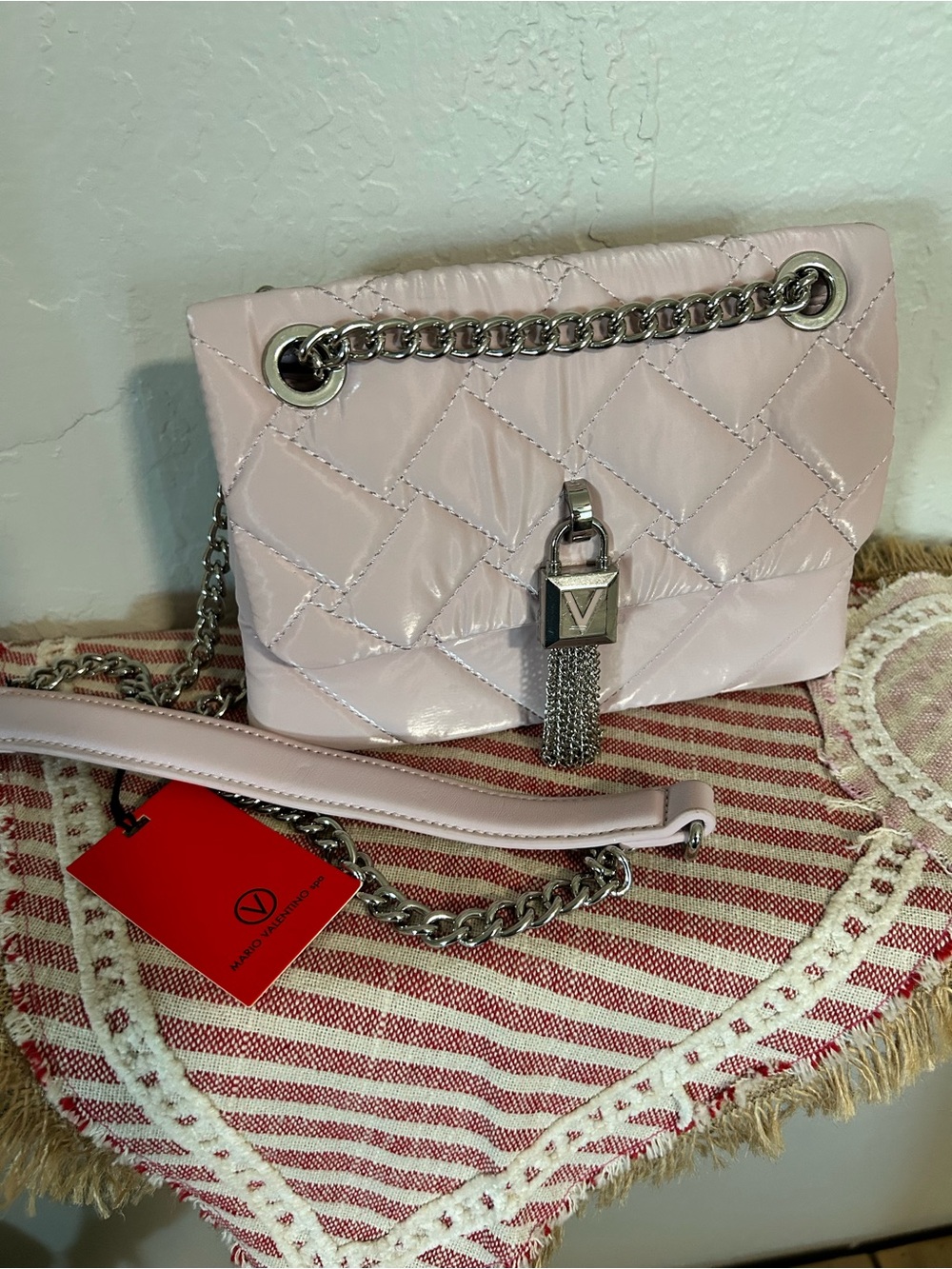 NWT Mario Valentino Pattina Falafel Crossbody Bag in pink